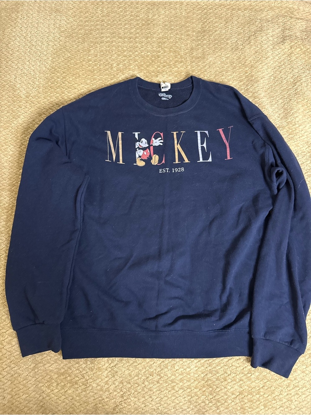 Disney Navy Crewneck Sweatshirt with Mickey Lettering
